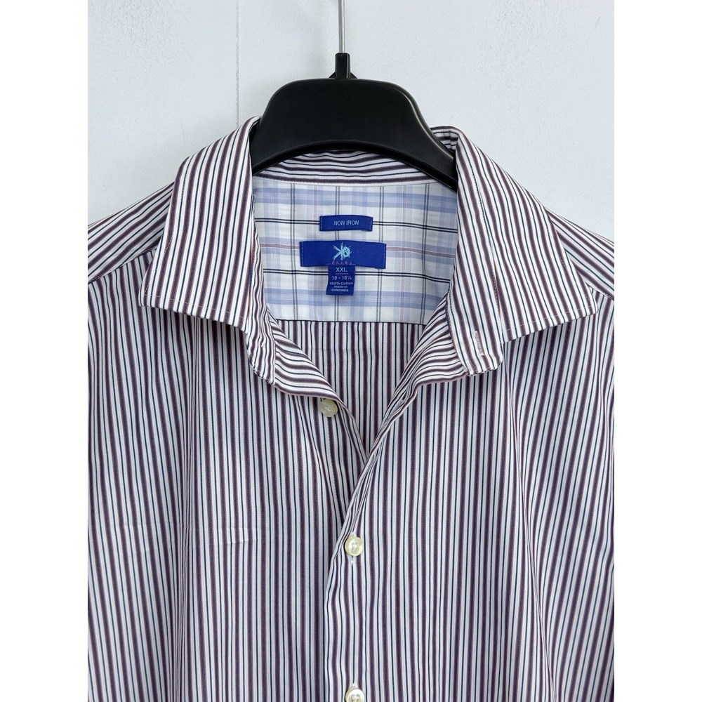 Egara Men's White Striped Dress Shirt Size XXL 18-18.5 100% Cotton Non Iron‎